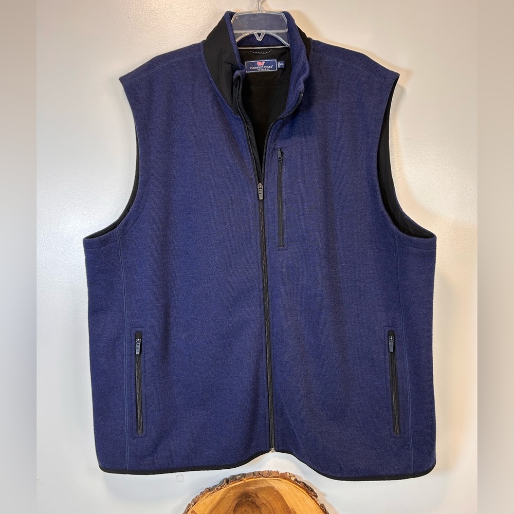 Vineyard Vines Mountain Sweater Fleece Vest Men's Navy Blue Size XXL